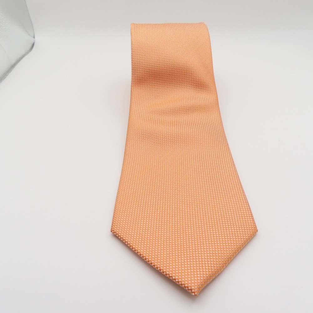 Countess Mara Tie Orange White Checked 3.25" Wide 57" Long Polyester - Picture 3 of 7